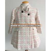 Elegant wholesale winter pink check girl's coat