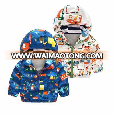 Fashion kids clothes 2017 winter boys cartoon printing comfortable coats for 3-7 years