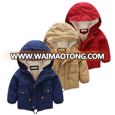 Pure colour kids winter jackets for boy baby outwear Children thick Winter Warm Coat