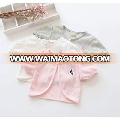 Children's clothing rabbit bow hollow cotton shawl embroidered waistcoinside thin coat for summer