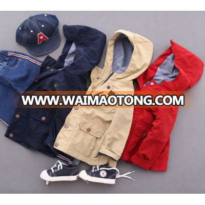 Washed wrinkly baby wear hoodie coat wholesale boys windproof jacket