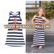 Wholesale Polyester Fabric Mother Daughter Dress Striped Pattern Mother And Daughter Matching Dresses